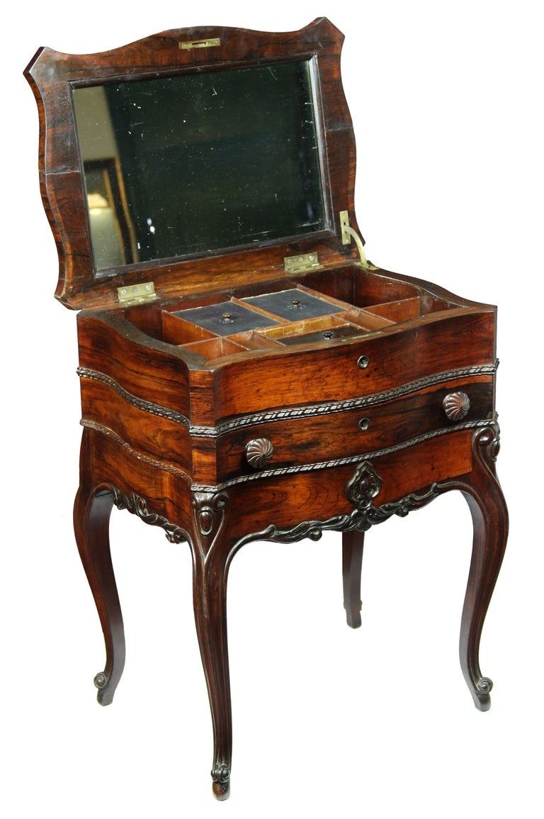 Serpentine Rosewood Rococo Revival Work Table, New York, circa 1850