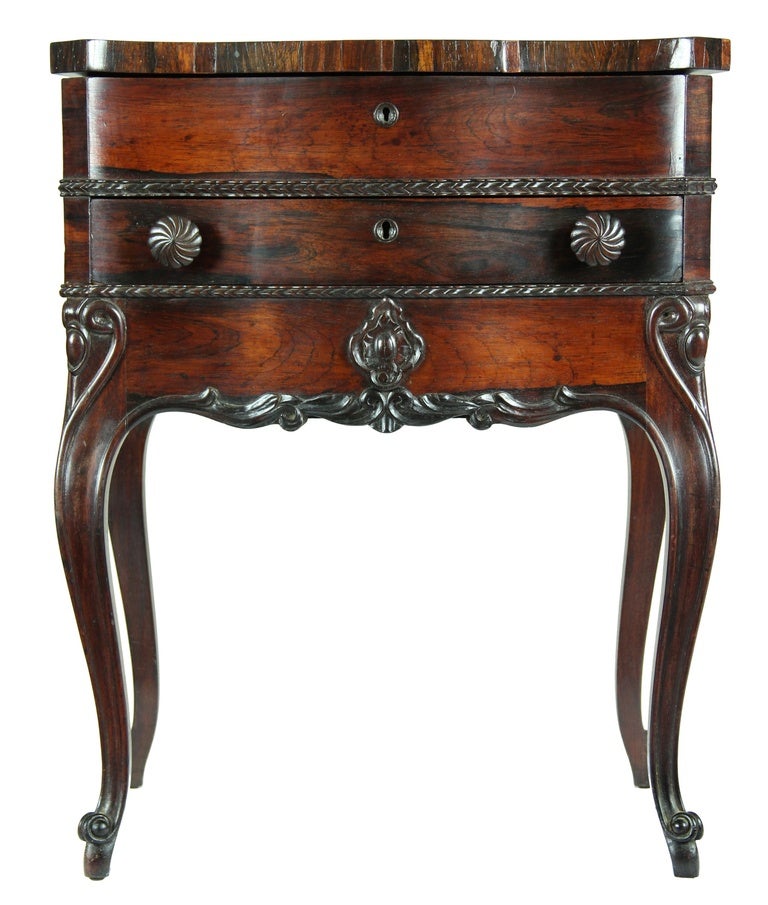 Serpentine Rosewood Rococo Revival Work Table, New York, circa 1850 For Sale 1