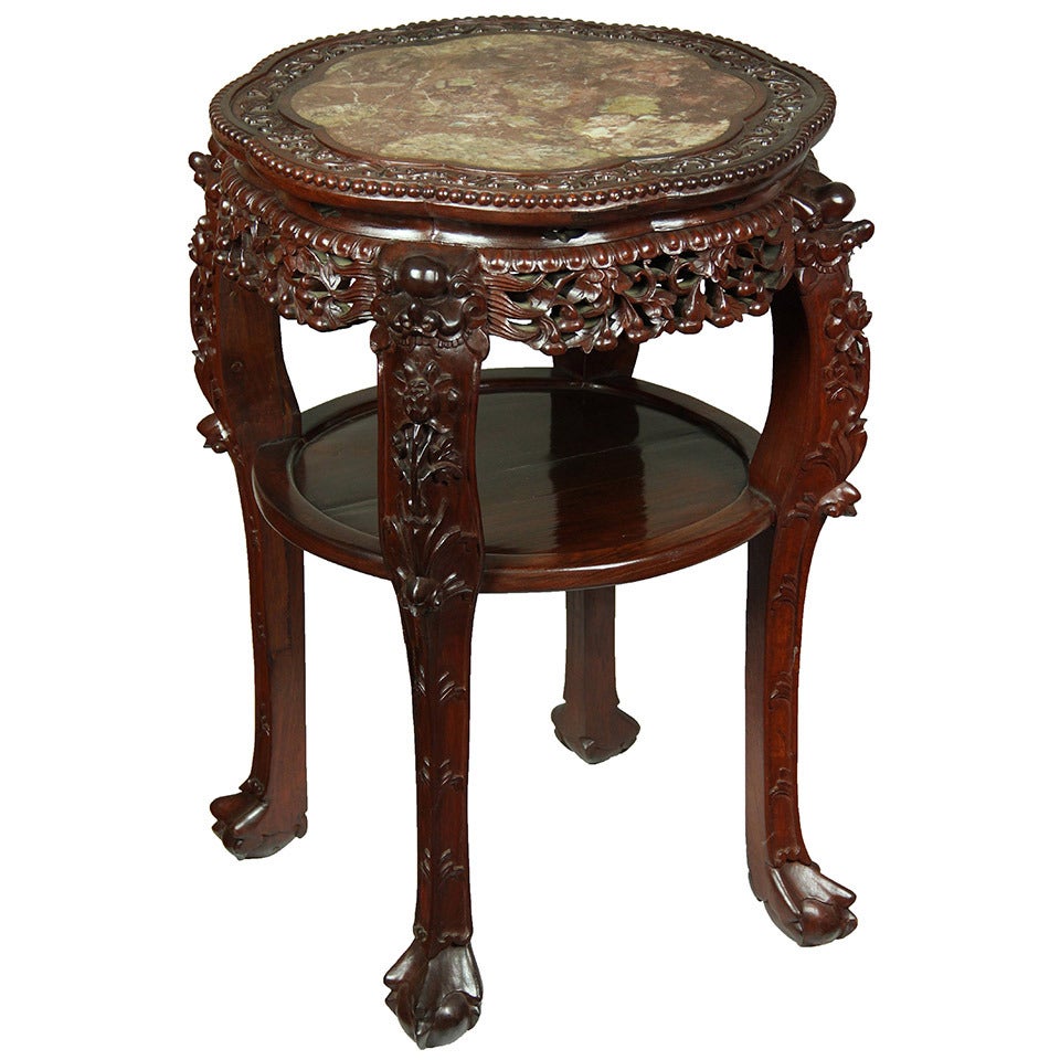 Large Chinese Table with Marble Top For Sale