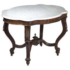 Rococo Marble-Top Center Table with Serpentine Shaped Top