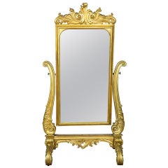 Antique Large Gold Leaf Rococo Revival Dressing Mirror, circa 1860