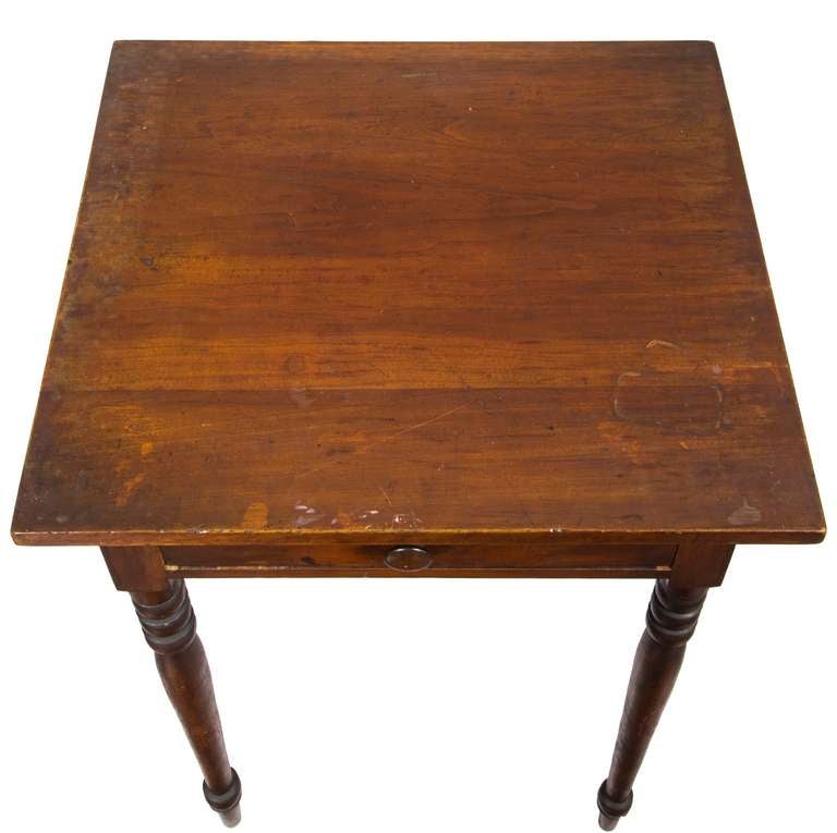 Sheraton Cherry Country Stand in Old Surface on Tall Turned Legs, circa 1810-1820