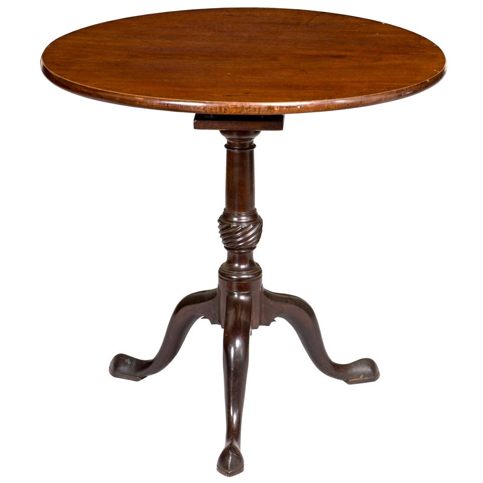 Mahogany Tilt-Top Table with Birdcage and Spiral Urn For Sale