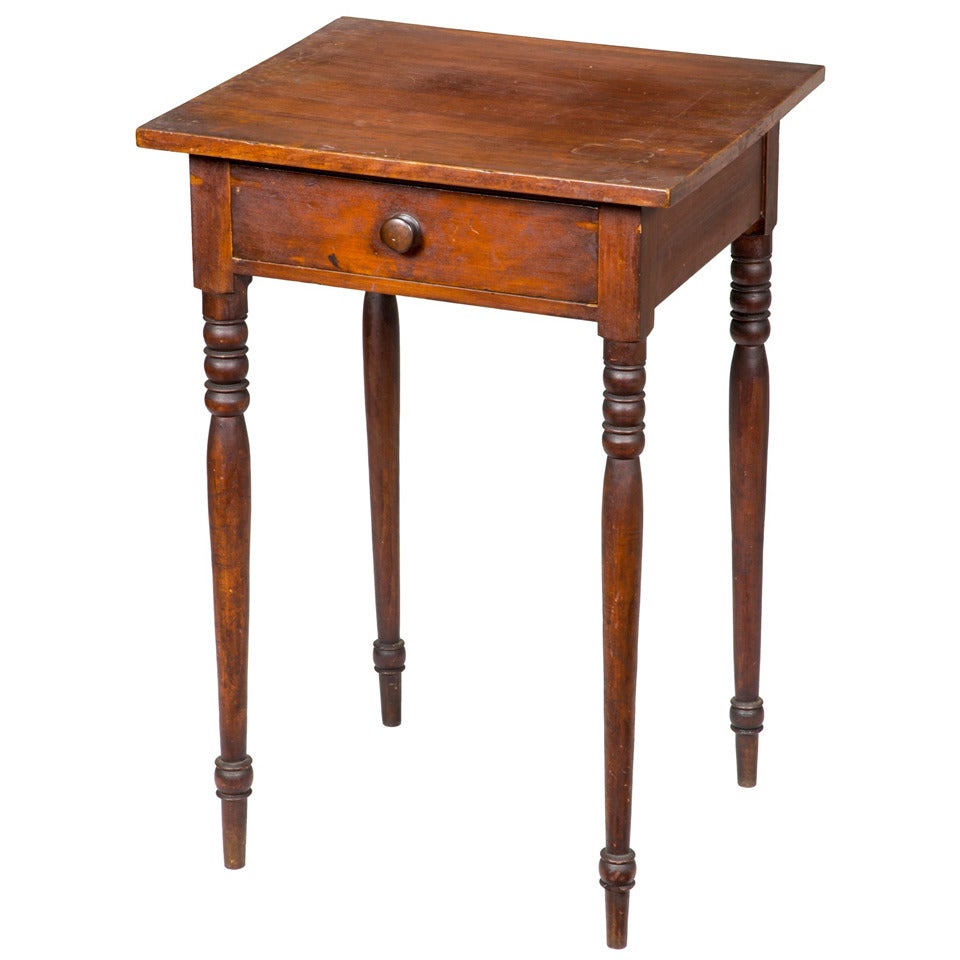Cherry Country Stand in Old Surface on Tall Turned Legs, circa 1810-1820