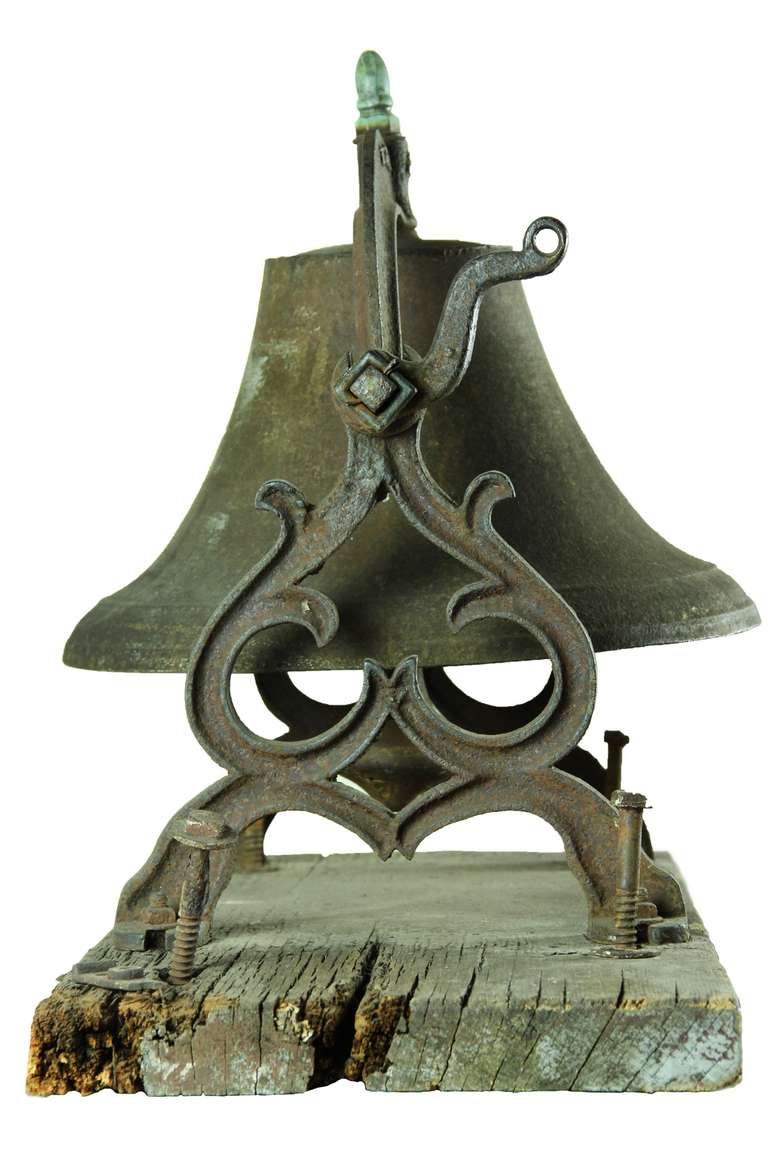 Américain Grande cloche d'école ou d'église avec base de montage:: Nouvelle-Angleterre