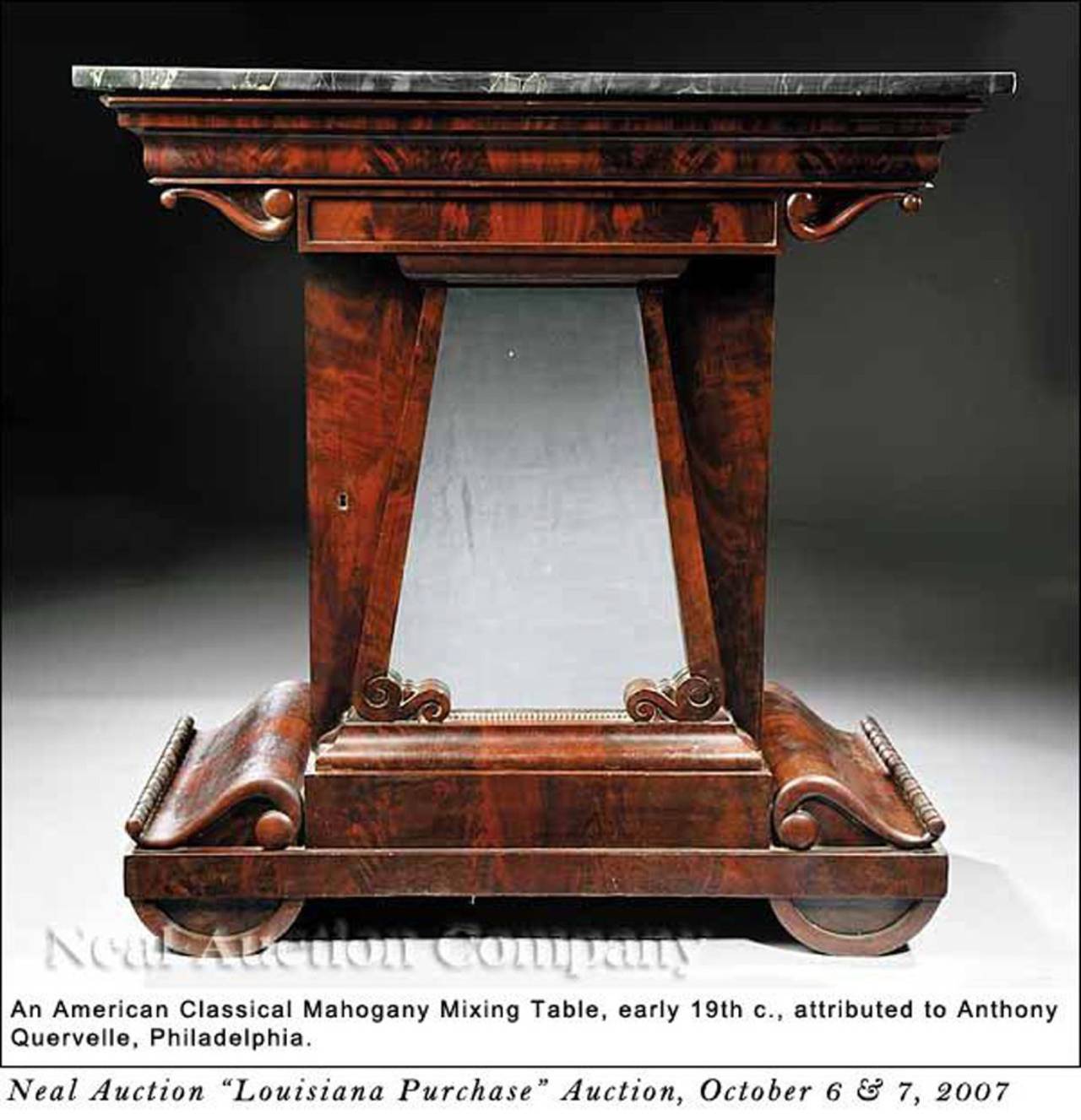 Mahogany and Marble Mixing Table, Attributed to Anthony Quervelle, circa 1820 1