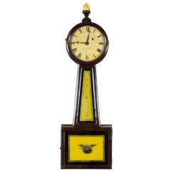 Horloge banjo fédérale en acajou par Sylvester Edgarly:: Roxbury:: MA:: vers 1835