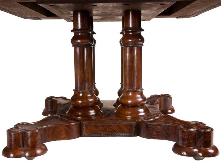 19th Century Rare Classical or Gothic Mahogany Marble-Top Center Table, NY, circa 1845 For Sale