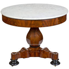 Classical Mahogany Center Table, Probably Boston Original Marble Top, circa 1825