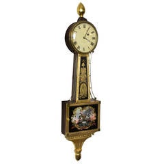 Horloge fédérale à banjo doré:: Aaron Willard:: Boston:: c. 1820