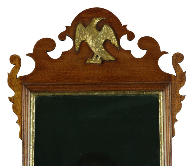 American A Federal Mahogany Mirror with Gilt Eagle, Boston, c.1810