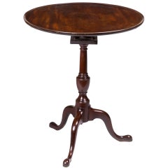 Mid-Size Mahogany Tilt-Top Table with Dish-Top and Birdcage, Salem, circa 1780