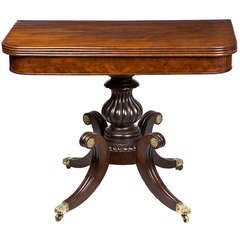 Highly Figured Mahogany Classical Card Table on Saber Legs, Salem, circa 1820 9