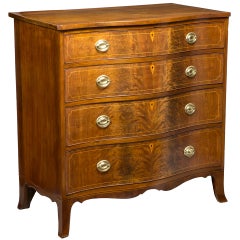 Antique Walnut Hepplewhite Commode or Chest with Serpentine Front, circa 1790-1810