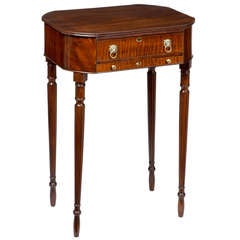 Antique A Mahogany and Tiger Maple Octagonal Sheraton Sewing Table, Salem, MA, c.1800 attributed to Nehemiah Adams