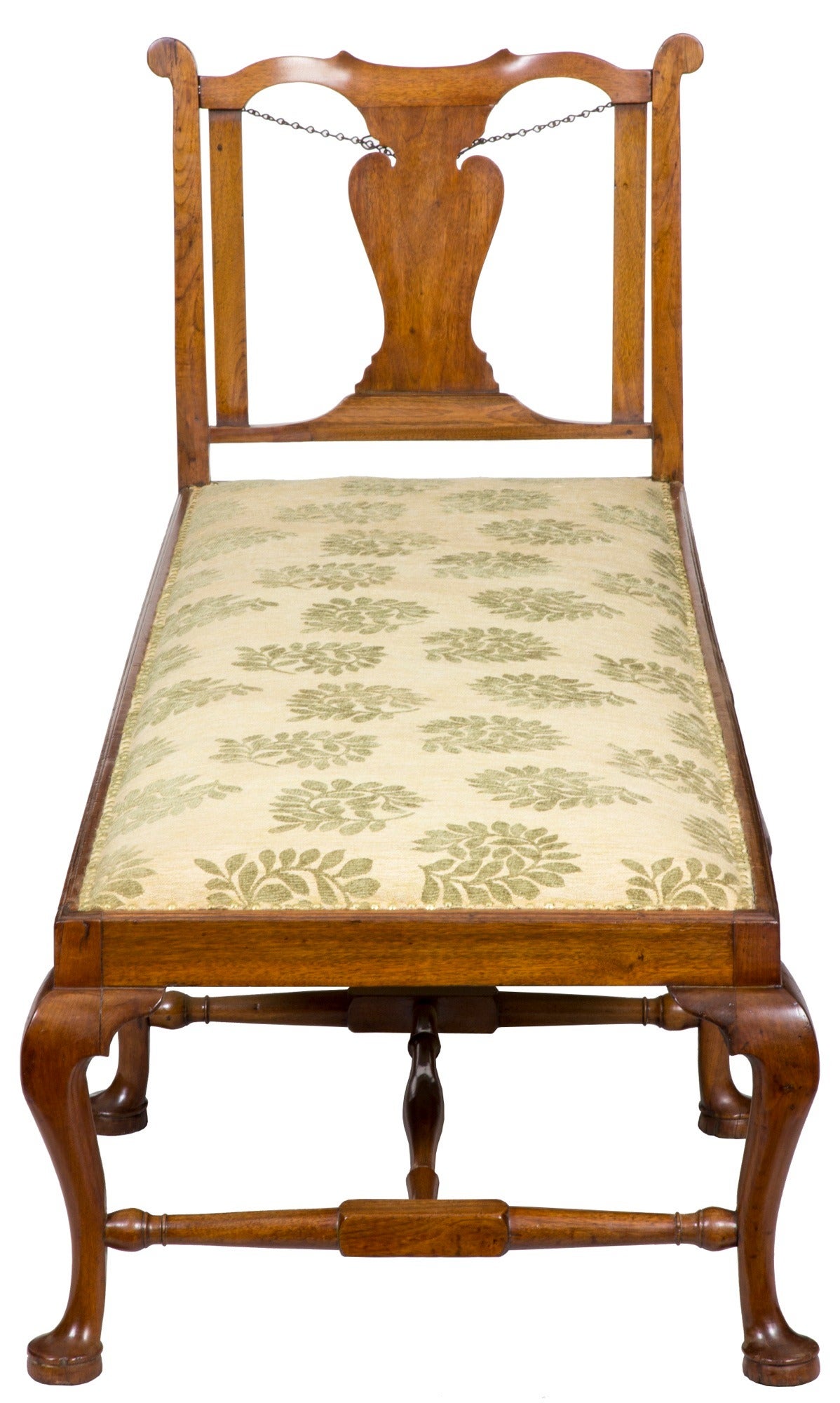 Unlike many daybeds that are caned this daybed was originally webbed like the cushion of a couch. We have rewebbed it in its entirety, and covered it in a historically correct fabric. (See attached, where the cross bracing is similar to the a sofa.)