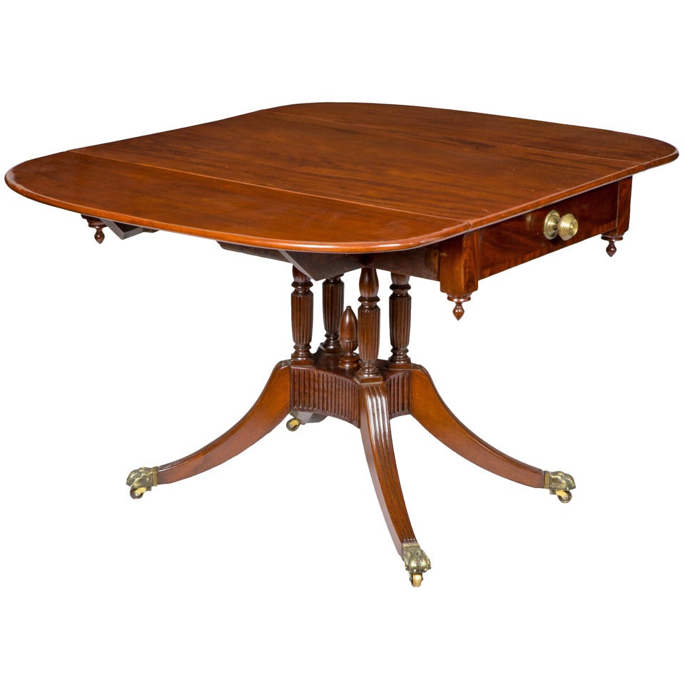 Classical Mahogany, DropLeaf Table with Lyre Supports For Sale at 1stDibs