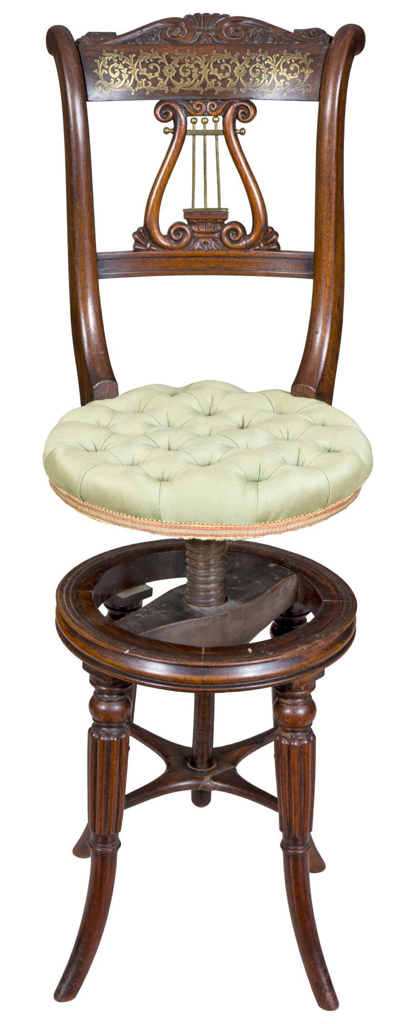 Rosewood Classical Piano Stool or Dressing Table Seat,  England, circa 1820
