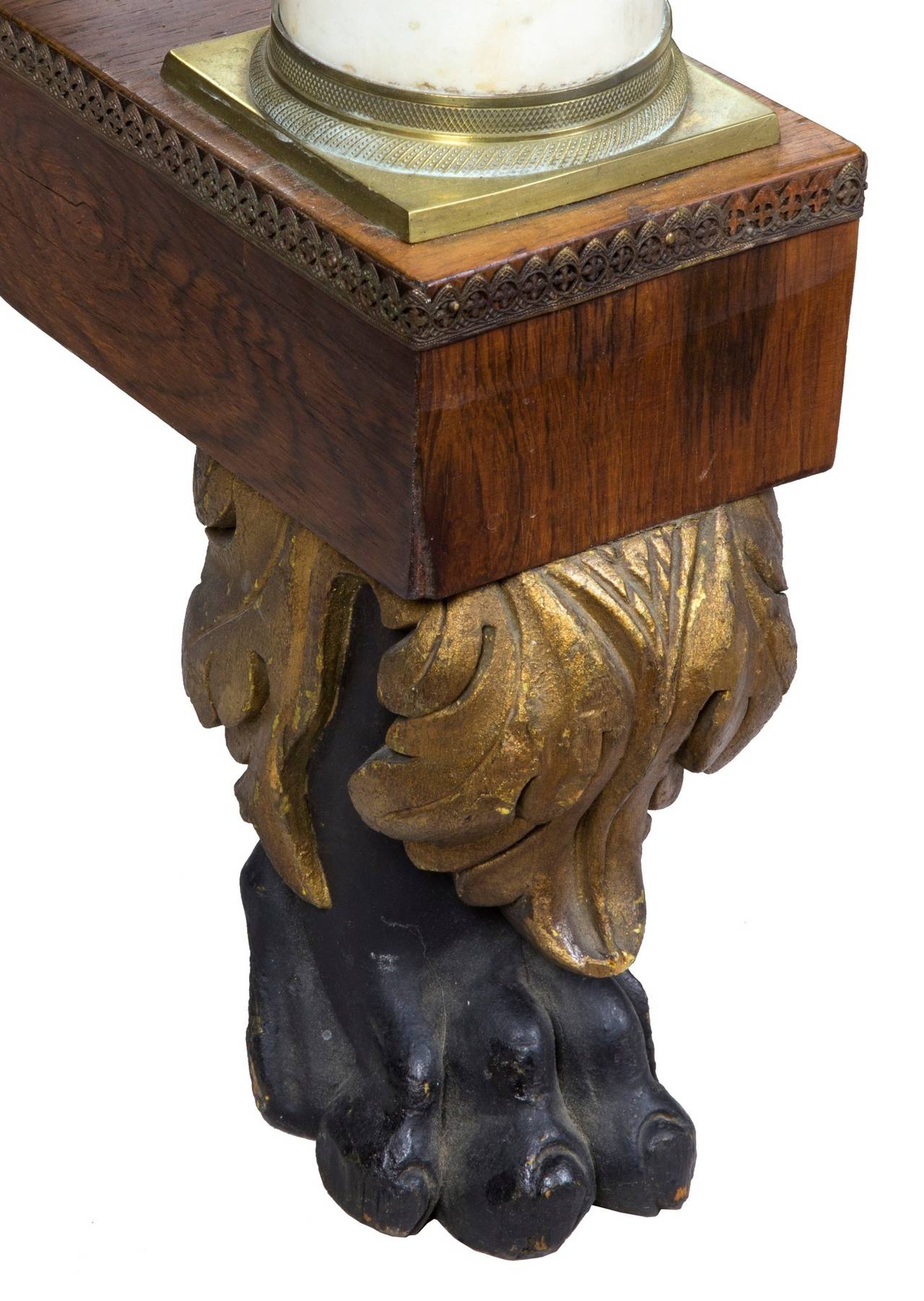 Rosewood Stenciled Pier Table with Marble Columns, New York, 1830 In Excellent Condition In Providence, RI