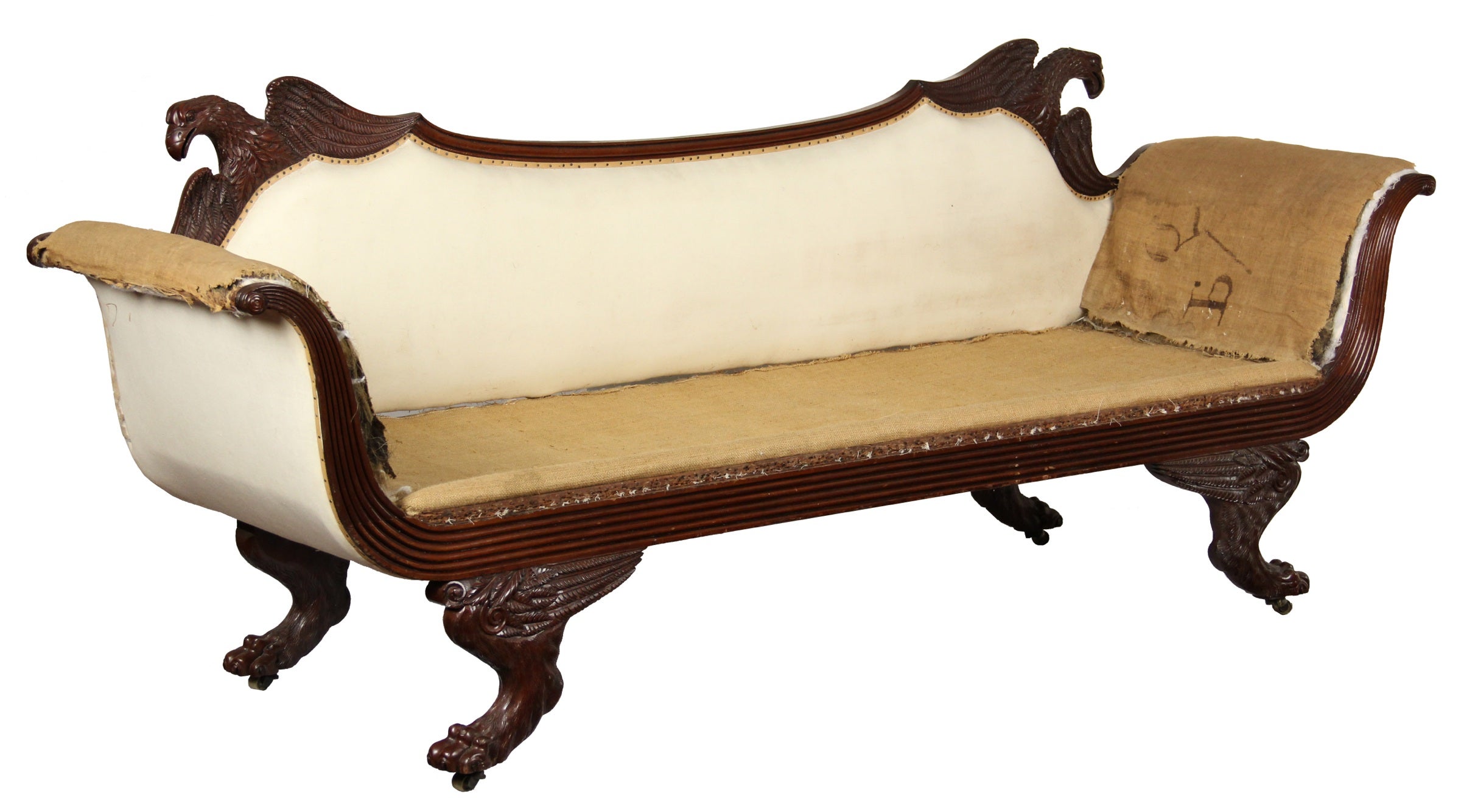 Classical Mahogany Sofa with Eagles, Probably New York, circa 1805-1815