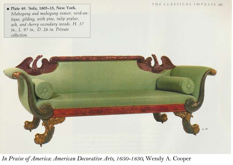 Classical Mahogany Sofa with Eagles, Probably New York, circa 1805-1815 In Excellent Condition In Providence, RI