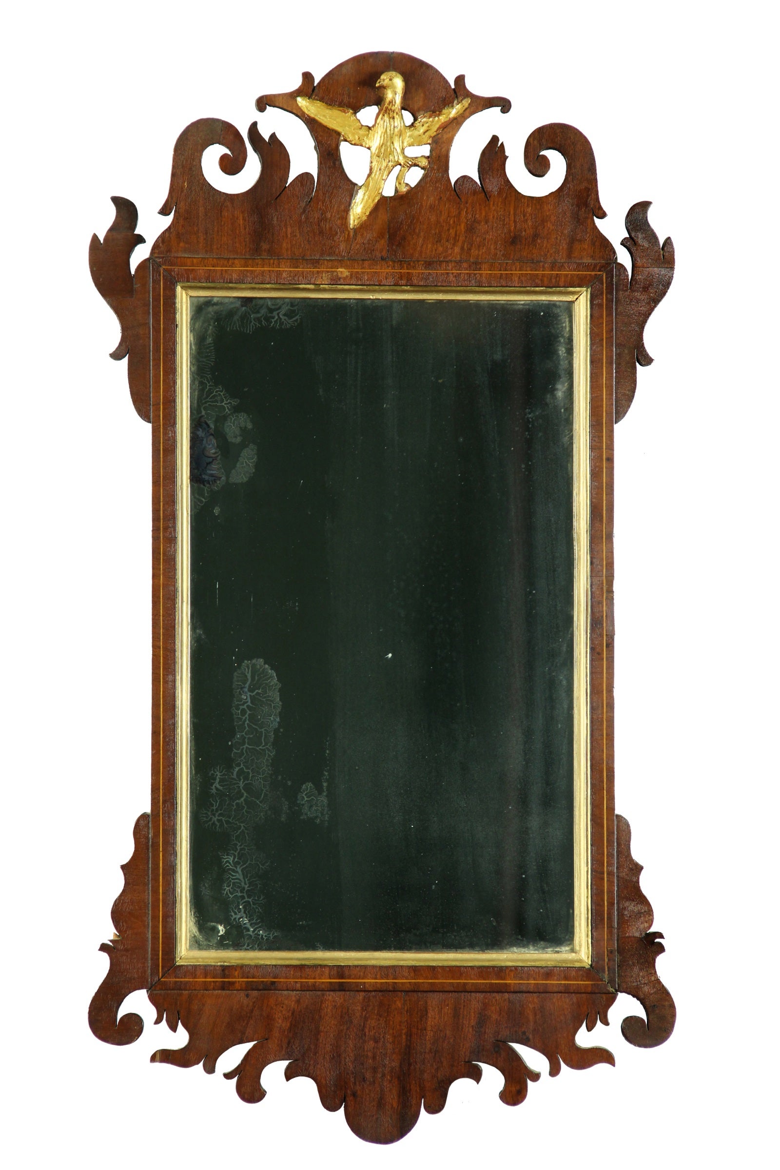 Early Federal Mahogany Mirror with Carved Dove, American or English