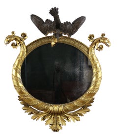 Antique Classical Parcel Ebonized Giltwood Mirror American or English