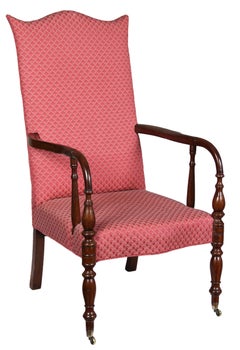 Antique Federal Mahogany Lolling Chair, Portsmouth, NH, circa 1820-1830