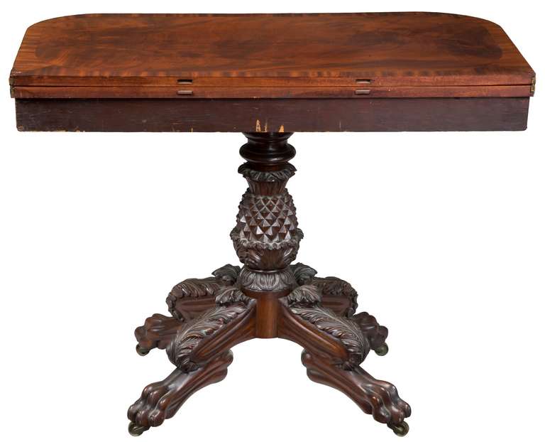 Classical Mahogany and Satinwood Pineapple Card Table, circa 1820 For Sale 1