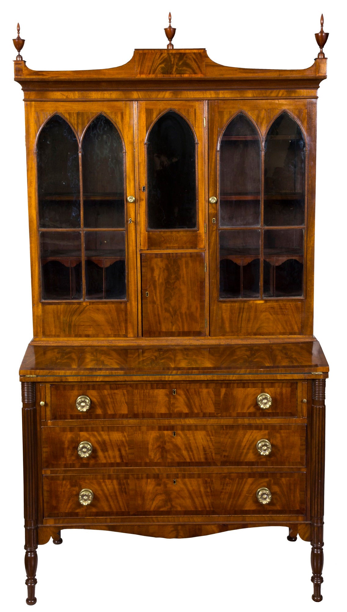 Inlaid Figured Mahogany Federal or Hepplewhite Secretaire, Seymour School For Sale 1