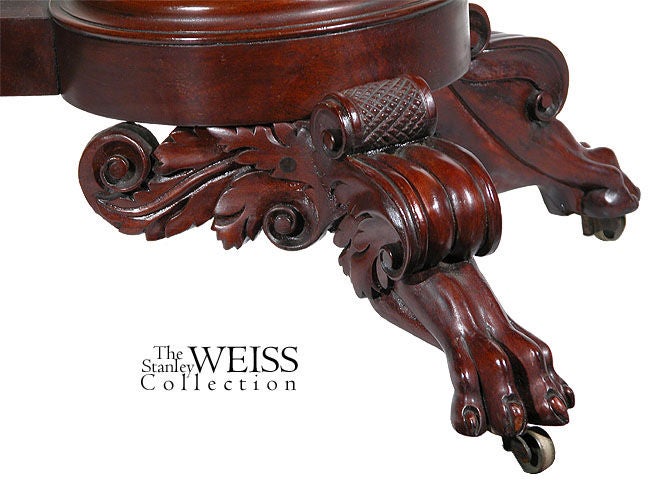 American Classical Carved Mahogany Card Table For Sale