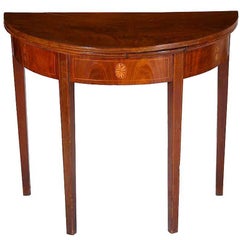 Hepplewhite Inlaid Mahogany Demilune Card Table