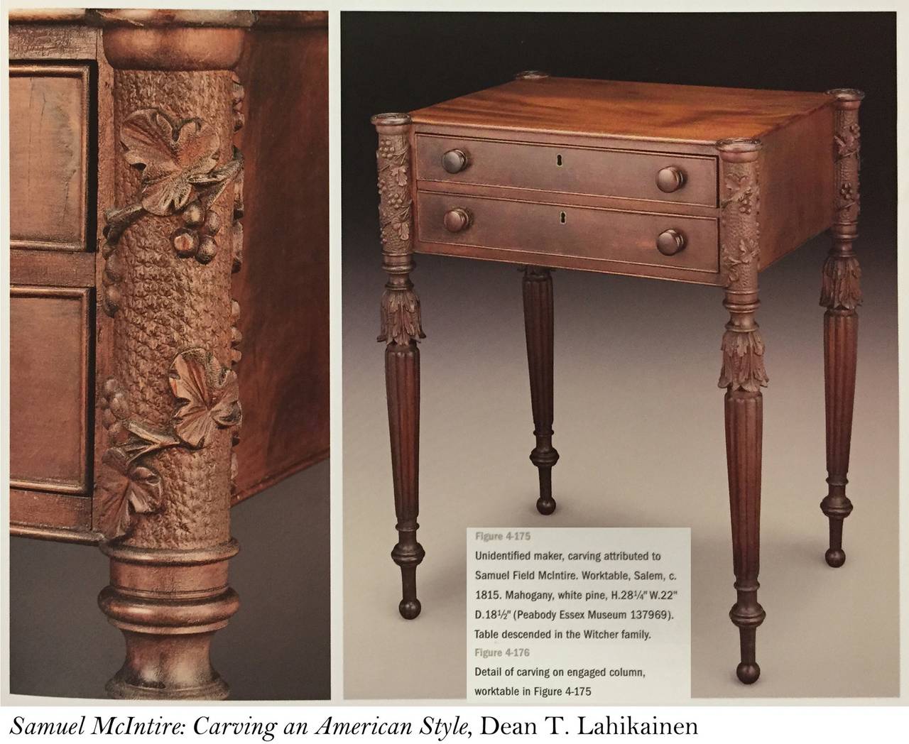 Carved Mahogany Work Table, McIntyre School Salem, circa 1810-1820 In Excellent Condition For Sale In Providence, RI