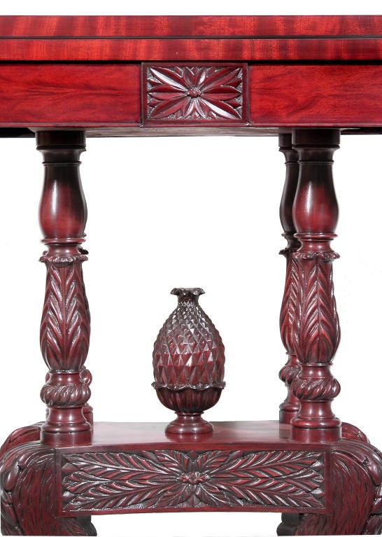 Carved Mahogany Classical Card Table For Sale 1