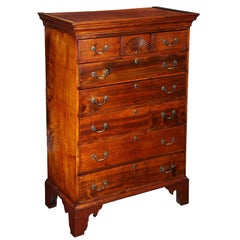 Maple Chippendale Six-Drawer Dishtop Tall Chest with Fan, RI
