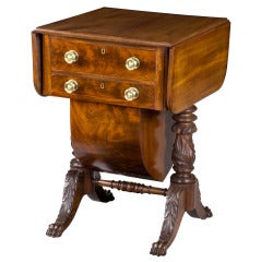 Classical Carved Mahogany Sewing Stand with Acanthus Carved Legs, circa 1820 2