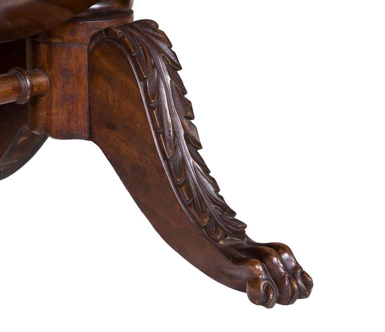 Classical Carved Mahogany Sewing Stand with Acanthus Carved Legs, circa 1820 For Sale 1