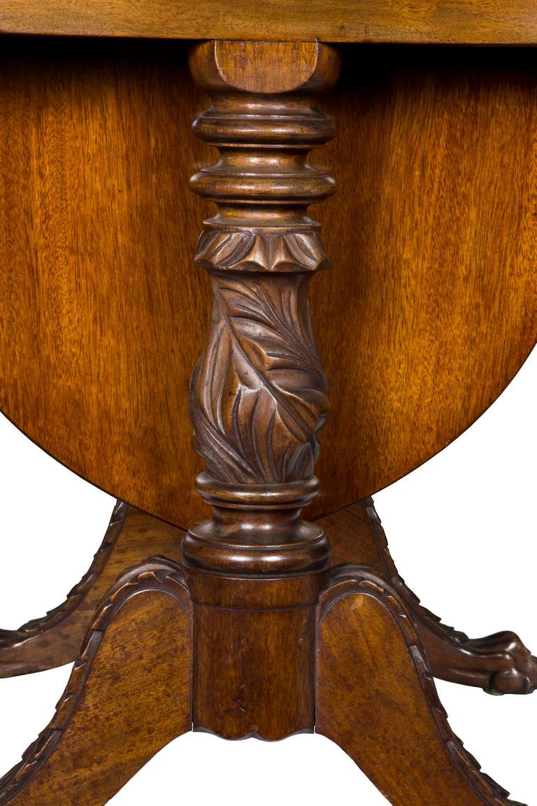 Classical Carved Mahogany Sewing Stand with Acanthus Carved Legs, circa 1820 For Sale 2