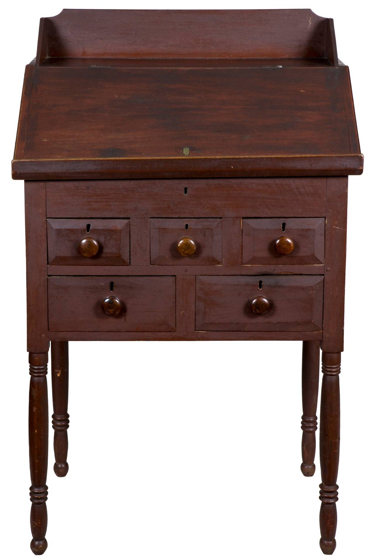 American Red Painted Walnut Slant Lid Standing Desk, Probably Pennsylvania, circa 1840 For Sale