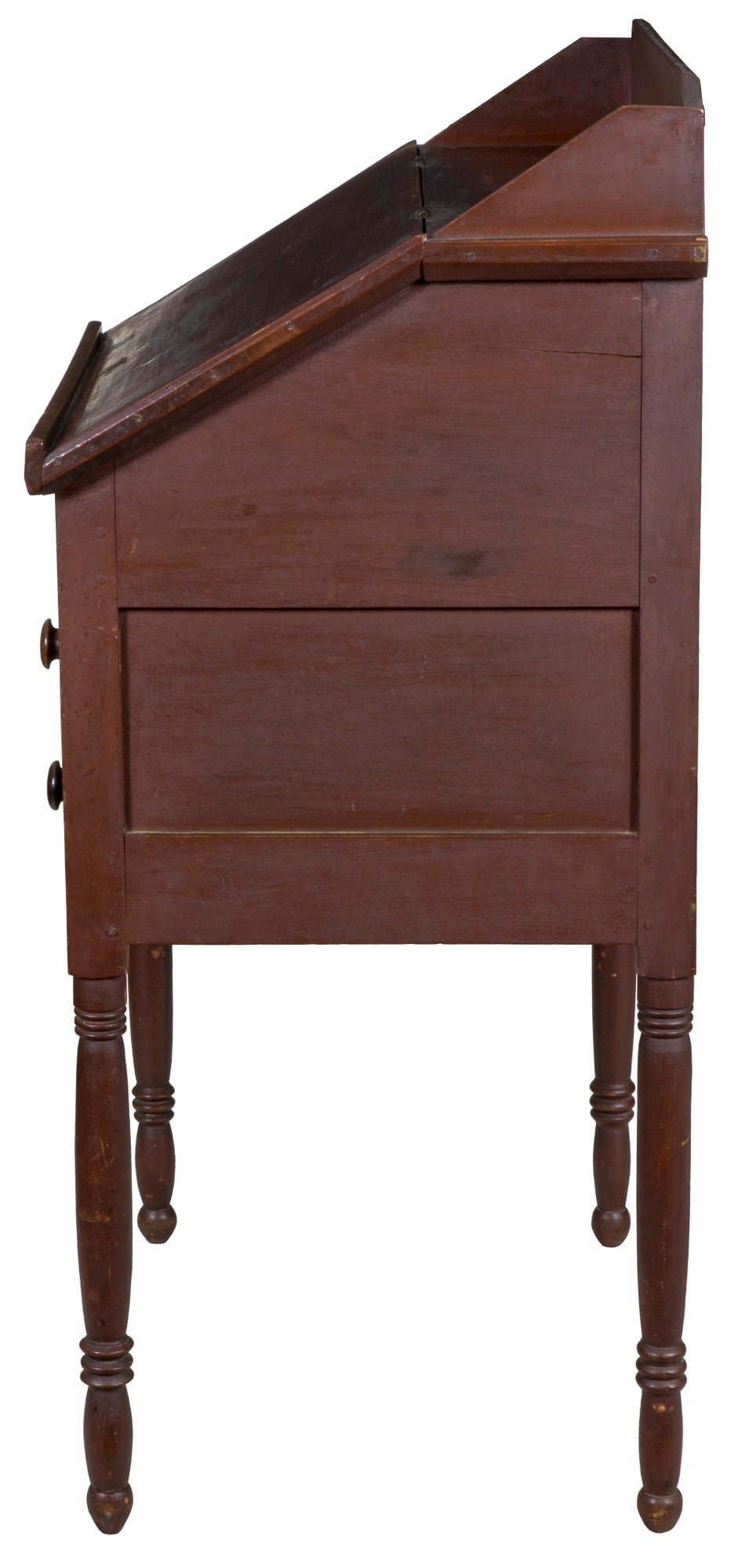 Red Painted Walnut Slant Lid Standing Desk, Probably Pennsylvania, circa 1840 For Sale 1