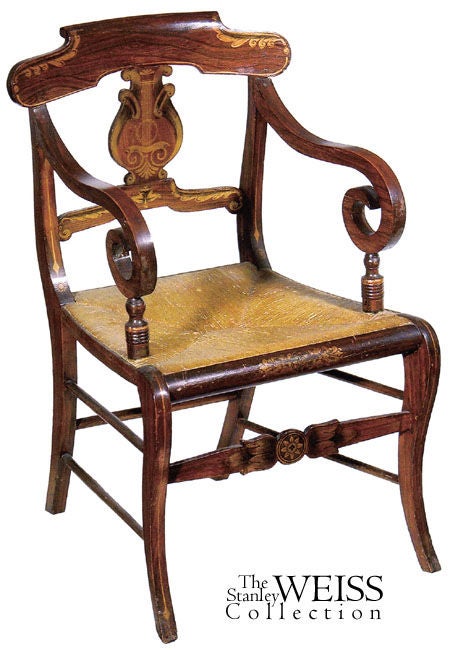 Set of Seven Rosewood Grained Gilt Fancy Chairs, New York