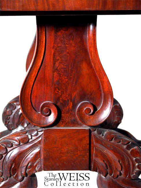 American Classical Mahogany, Drop-Leaf Table with Lyre Supports For Sale