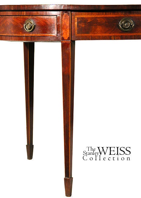 Late 18th Century Inlaid Mahogany Hepplewhite, George III Demilune Side Table