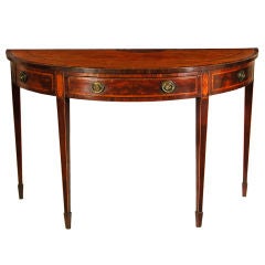 Inlaid Mahogany Hepplewhite, George III Demilune Side Table