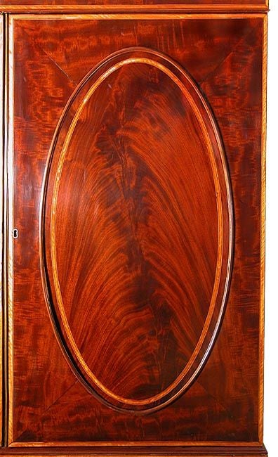 English Inlaid Mahogany and Satinwood Hepplewhite Linen Press