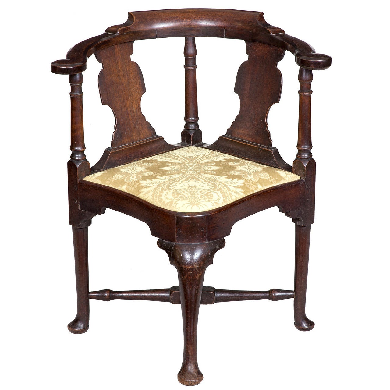 Mahogany Queen Anne Corner Chair with Horseshoe Seat Boston, circa 1770 im Angebot