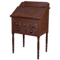 Used Red Painted Walnut Slant Lid Standing Desk, Probably Pennsylvania, circa 1840