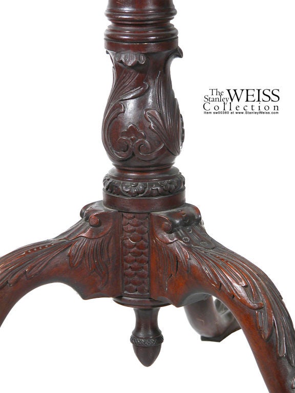 19th Century Chippendale Style Carved Tilt-Top Table with Shell and Scrolls