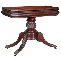 Carved Mahogany Classical Card Table, Probably New York, circa 1820