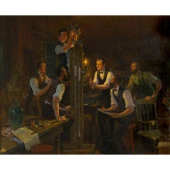 Oil Painting Illustration of Thomas Edison, James Calvert Smith